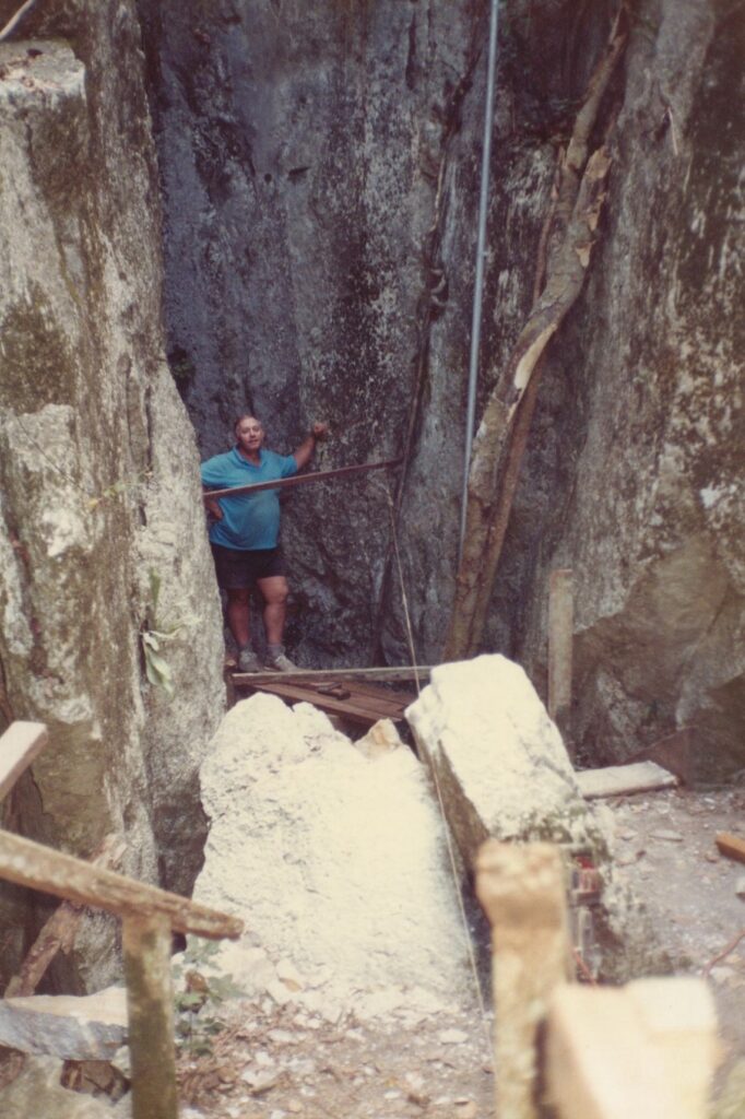 Ken Augusteyn mid-construction of the new wheelchair access to Cathedral Cave
